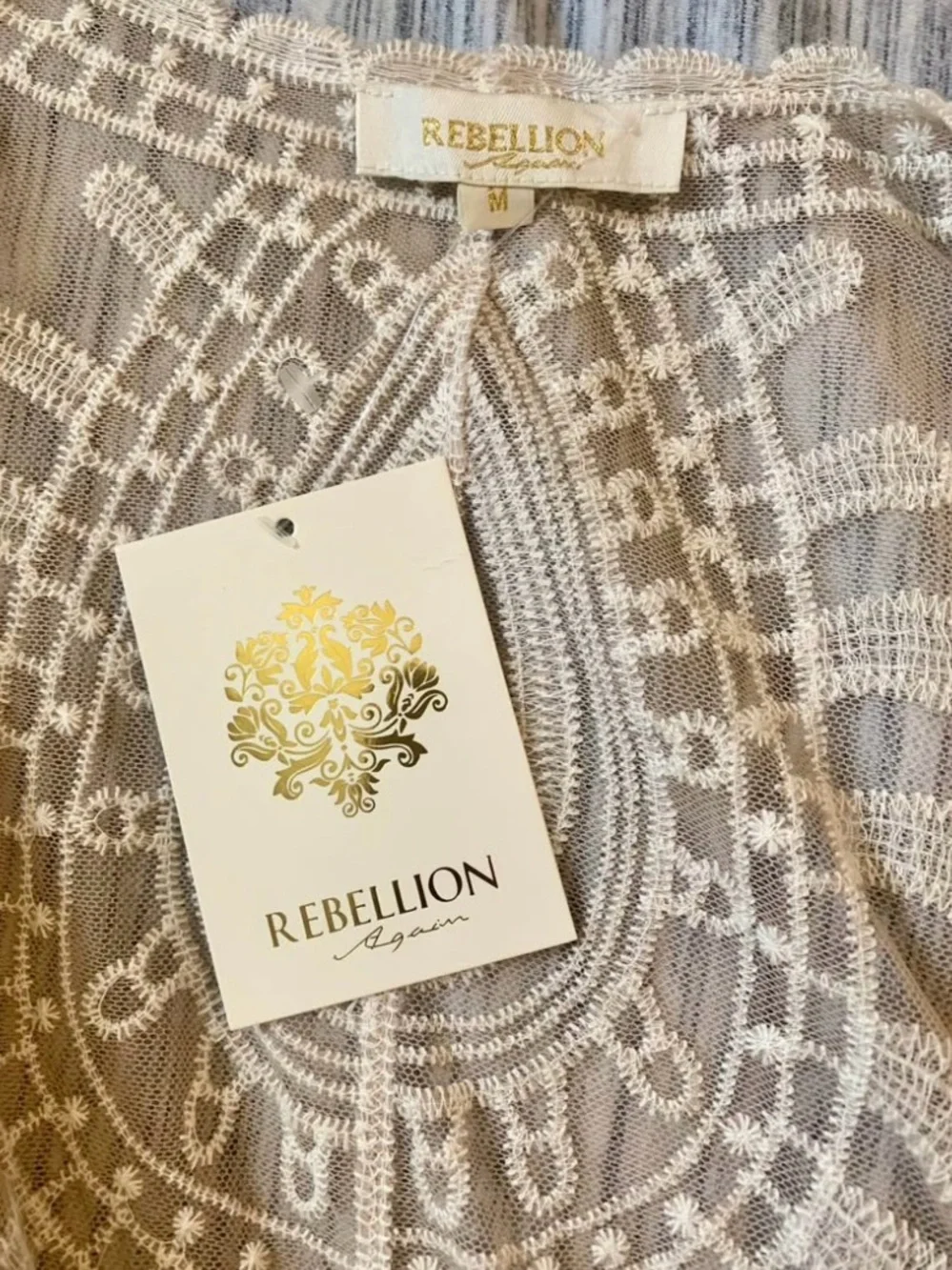 Rebellion Cream Embroidered Sheer Duster